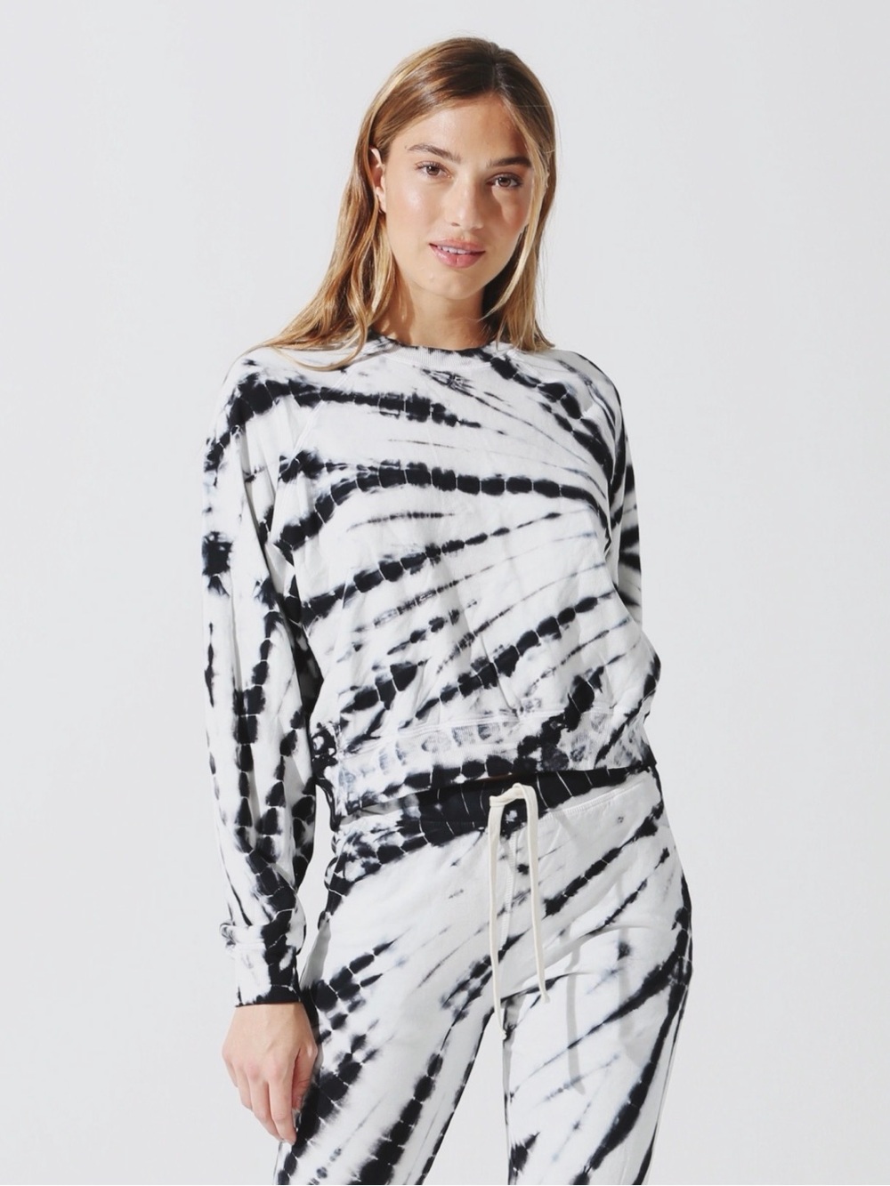 Electric & Rose White and Black Tie-Dye Crew